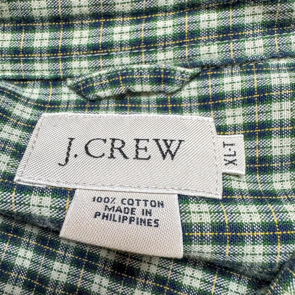 J Crew Shirt Mens XL Green Navy Plaid Button Down‎ Long Sleeve Casual Cotton
